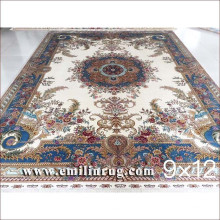 Big Large White Beige Living Room Handmade Persian 100% Silk Carpets European French Style